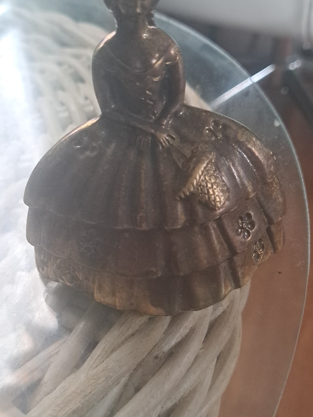 Antique brass victorian southern belle lady bell  vintage